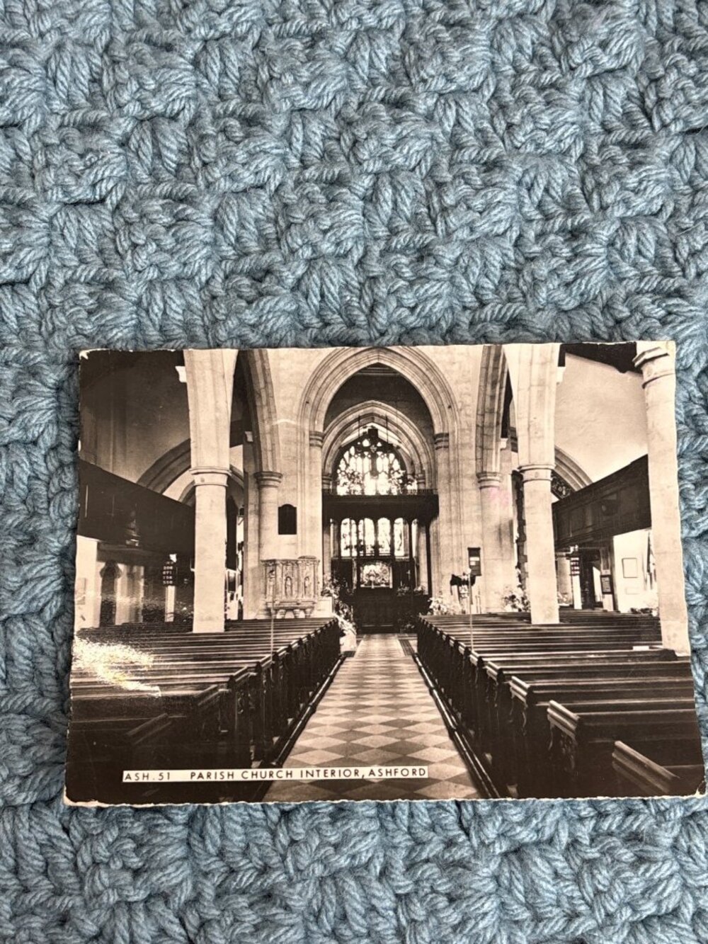 Ash St Parish Church Interior Ashford Postcard